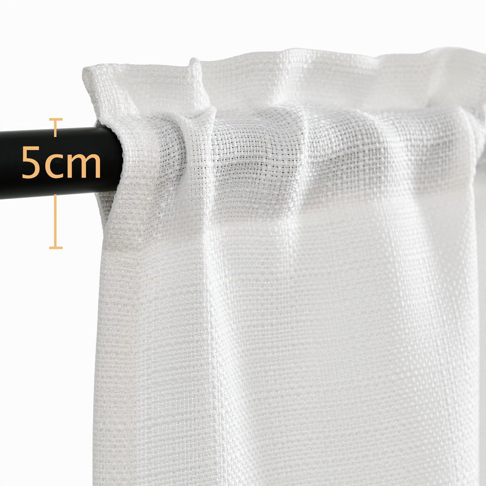 TOPICK Tende Passante tenda da bistrot porta finestra balcone stile country roulotte 2 pezzi corte Filtro della luce rustiche soggiorno doccia tenda per interni 90L x 90A cm, Bianco
