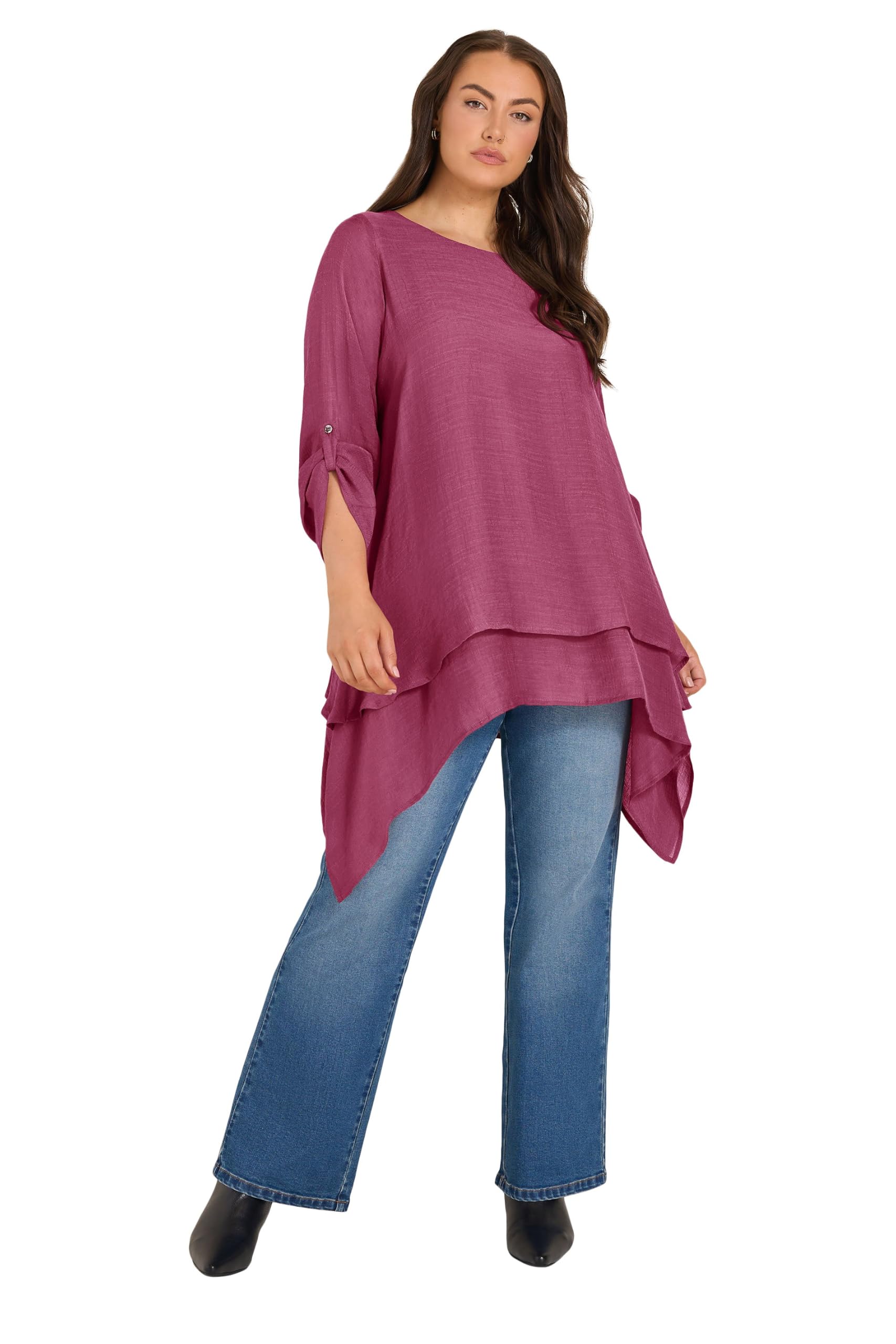 Evans Women's Red Plus Berry Double Layer Blouse Size 26-28