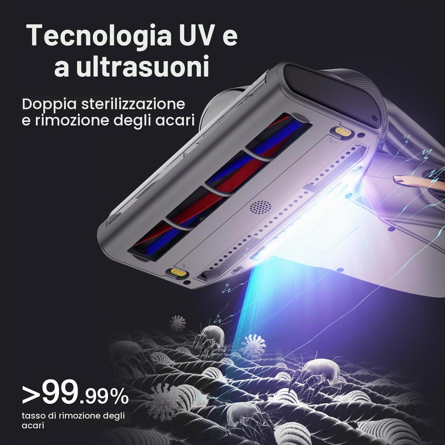 Jimmy BX7 Pro Aspirapolvere antiacaro, 700 W 16 Kpa Potenza, con Sterilizzazione UV e Ultrasuoni, Sensore Intelligente di Sporcizia, Filtrazione Dual-Cyclonic