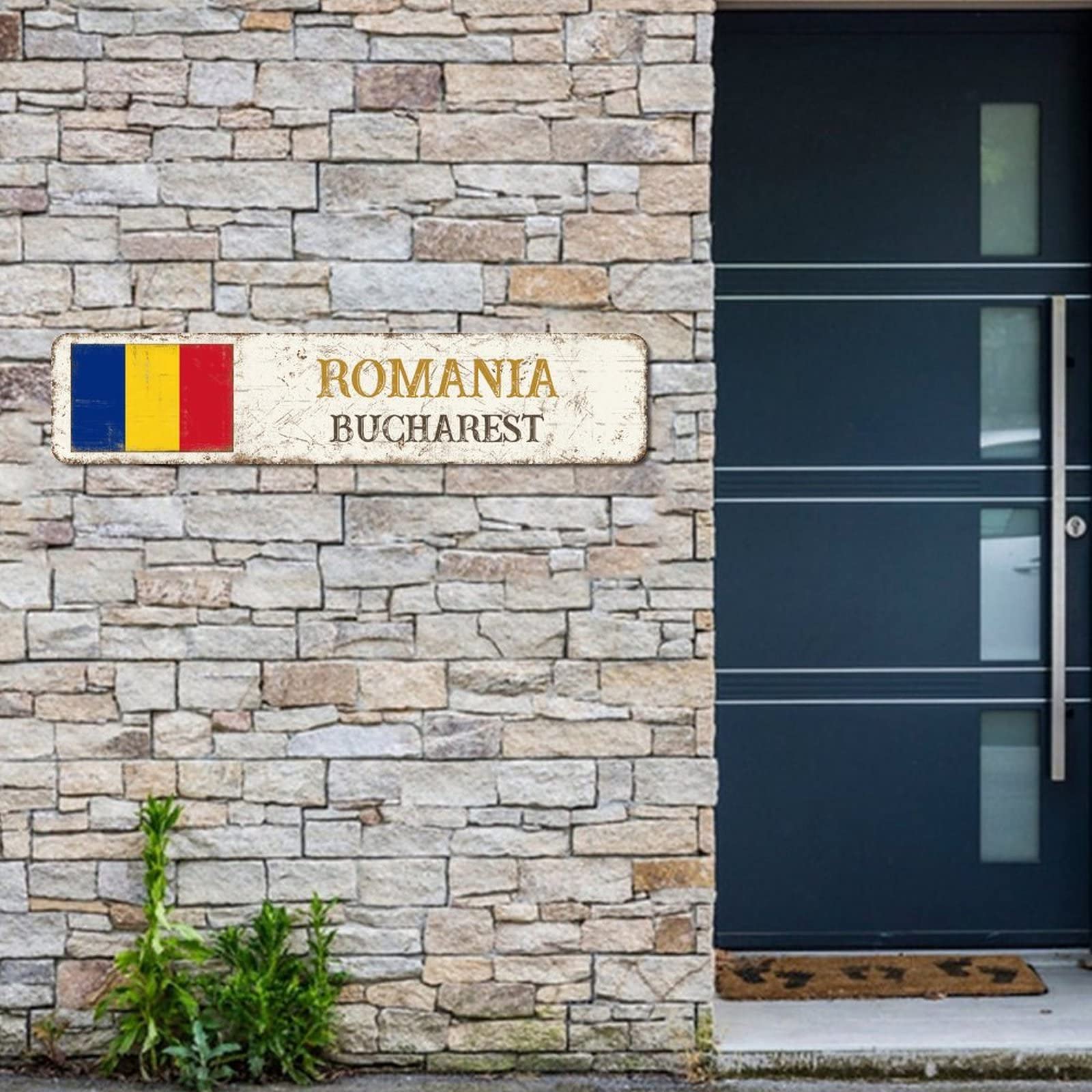 Cartello In Metallo Romania Bucarest - 15,2x30,5cm, Decorazione Retrò Per Casa Ed Esterni - Foto 5