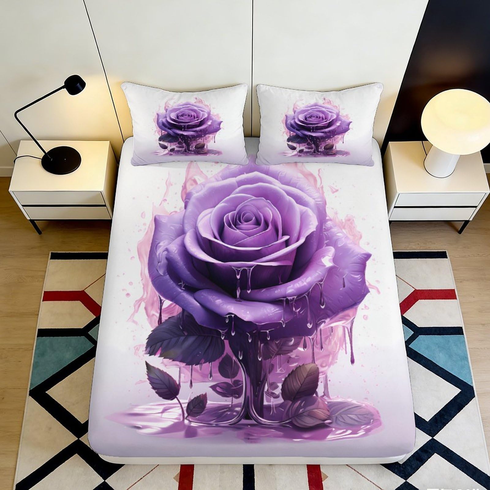 3D Printed Tennis Pattern Fitted Sheet Microfiber Deep Pocket Non-Slip Bedroom Mattress Fitted Cover Washable 200x200x25cm