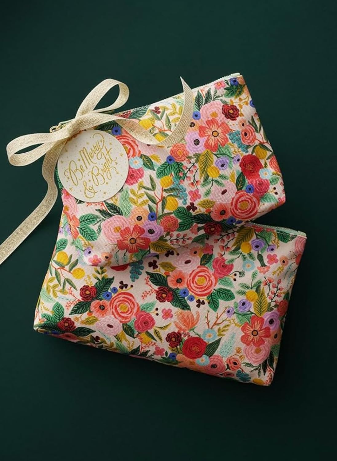 RIFLE PAPER CO. Clutch, Small Pocket for a Credit Card or ID, Gold Zipper and Hardware, Printed in Full Color with Foil Stamped Logo, 9.75" L × 7" W