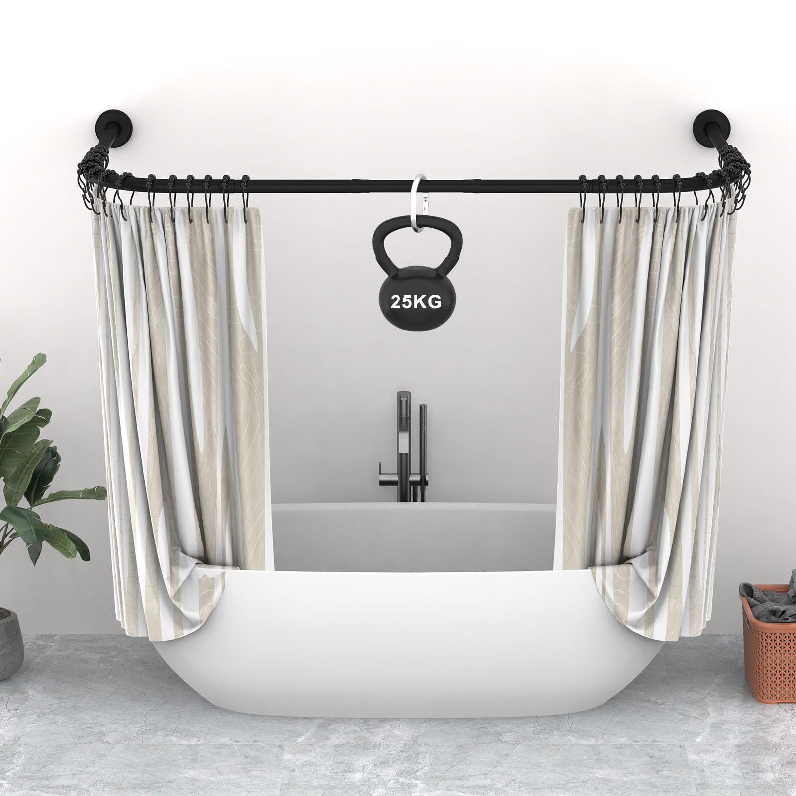 Asta per tenda doccia retrattile a forma di U (86 x 115 x 166 cm), asta per tenda a forma di U in acciaio inox 201 - argento | Leroy Merlin
