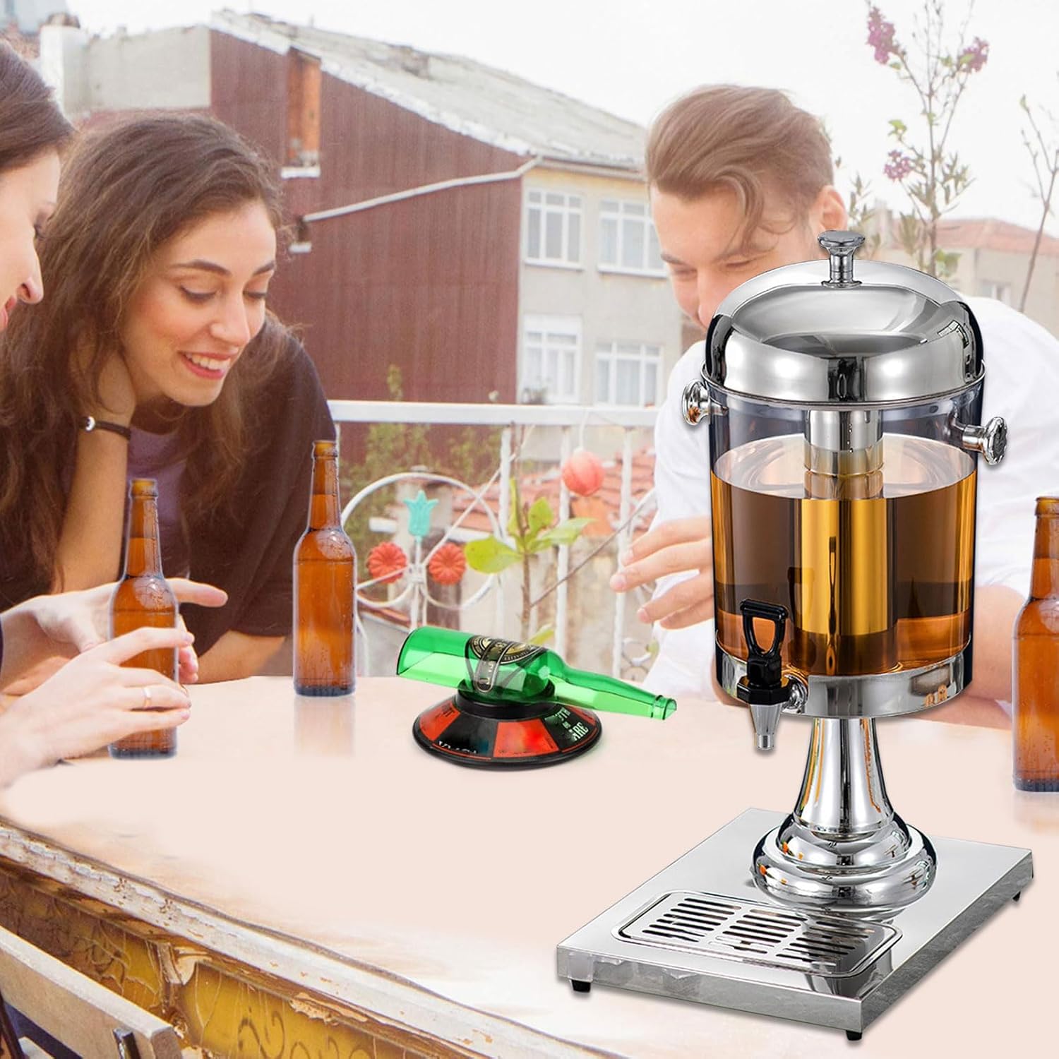 Distributore di Bevande Fredde da 8 Litri, Dispenser di Bevande in Acciaio Inossidabile, Urna per caffè, Distributore di Succhi Self-Service con Rubinetto per tè, caffè, Latte, Succo