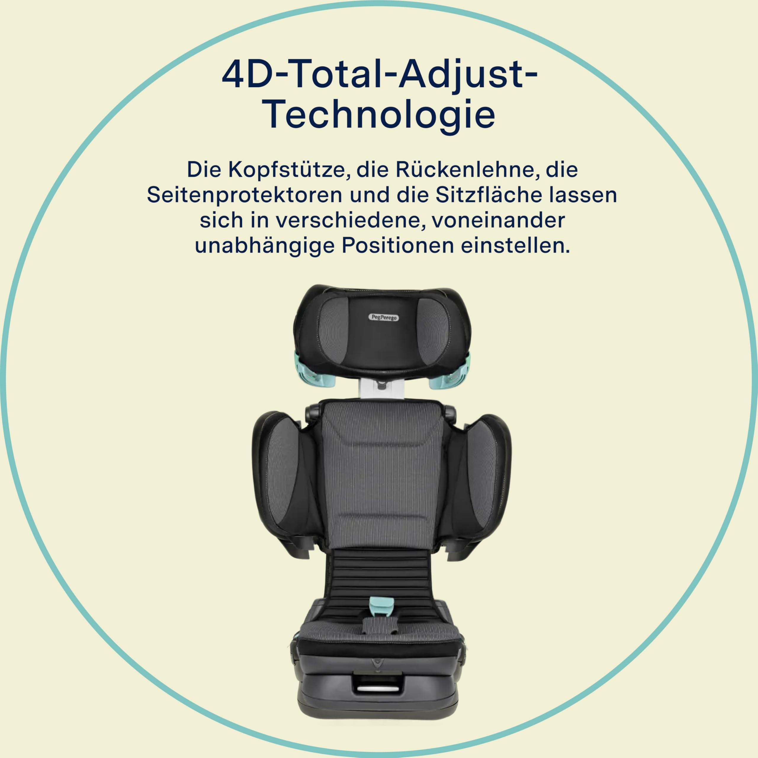 Peg Perego Viaggio Flex Autositz ISOFIX mit fortschrittlicher Technologie, verstellbar, klappbar, verstärkte Rückenlehne, für Kinder von 100 bis 150 cm (3-12 Jahre), 15-36 kg, Crystal Black