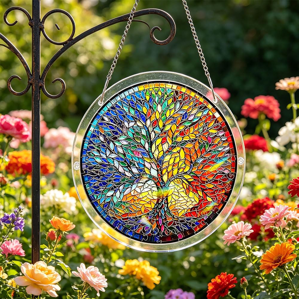 Acrylic Puzzles Suncatcher Window Hanging, Acrylic Puzzle for Adult, 83 Pieces Acrylics Jigsaw Puzzle Suncatcher, Colorful Flame Hummingbird Sun Catchers Window Hanging Panel (Style F) — view 3