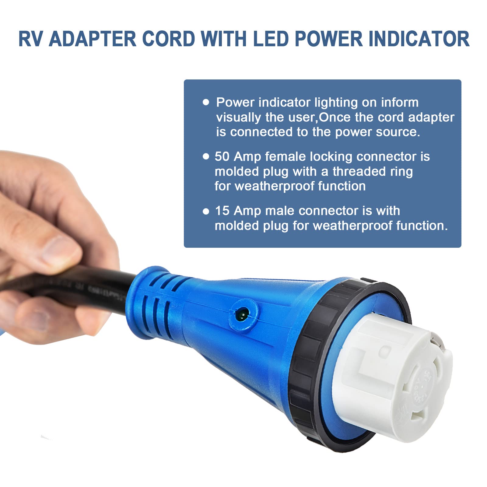 Cable Matters Adaptador RV De 4 Clavijas Y 50 Amperios (Adaptador De Bloqueo Giratorio De 50