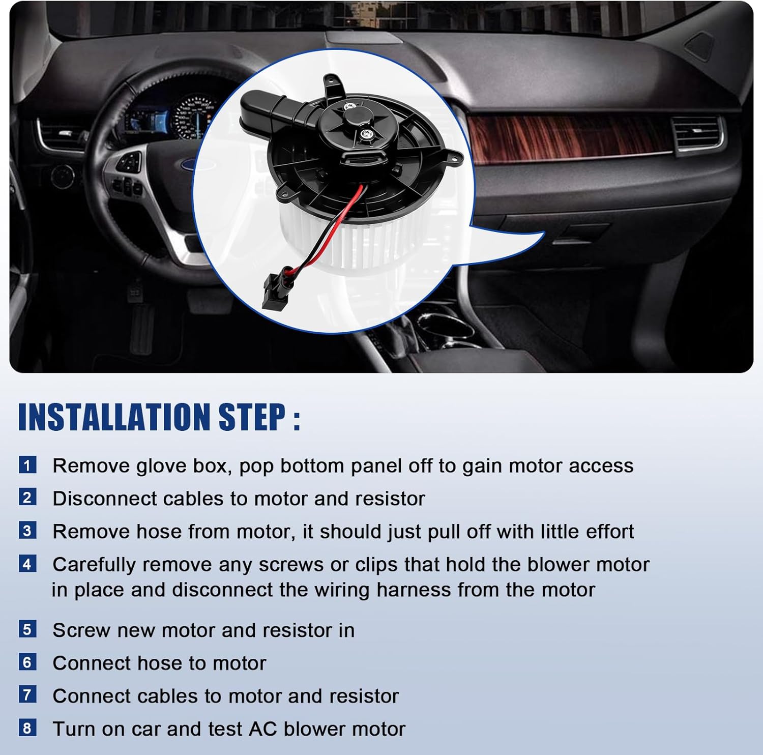 AC Blower Motor Fan Replacement Fits for 2011 2012 2013 2014 2015 2016 Ford F250 F-250 F350 F450 F550 Super Duty, Mazda 6 2009-2013, HVAC Heater Blower Motor, Replace 700251, GS3L-61-B10