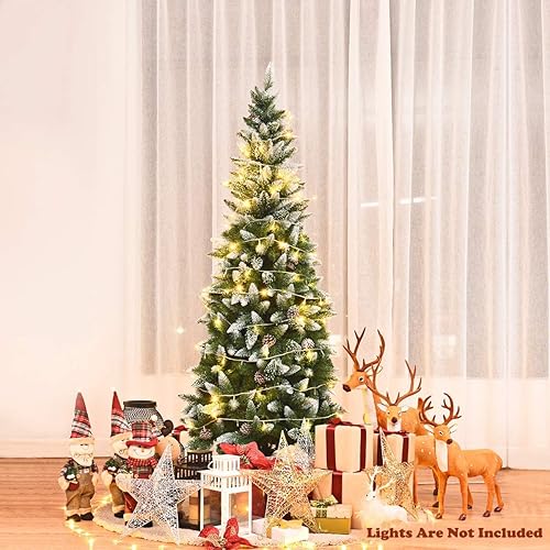 Miniatura 2 de Generic CHEFJOY - Árbol de Navidad con forma de lápiz, con conos de pino, árbol de Navidad con bisagras y soporte de metal, fácil de montar para el