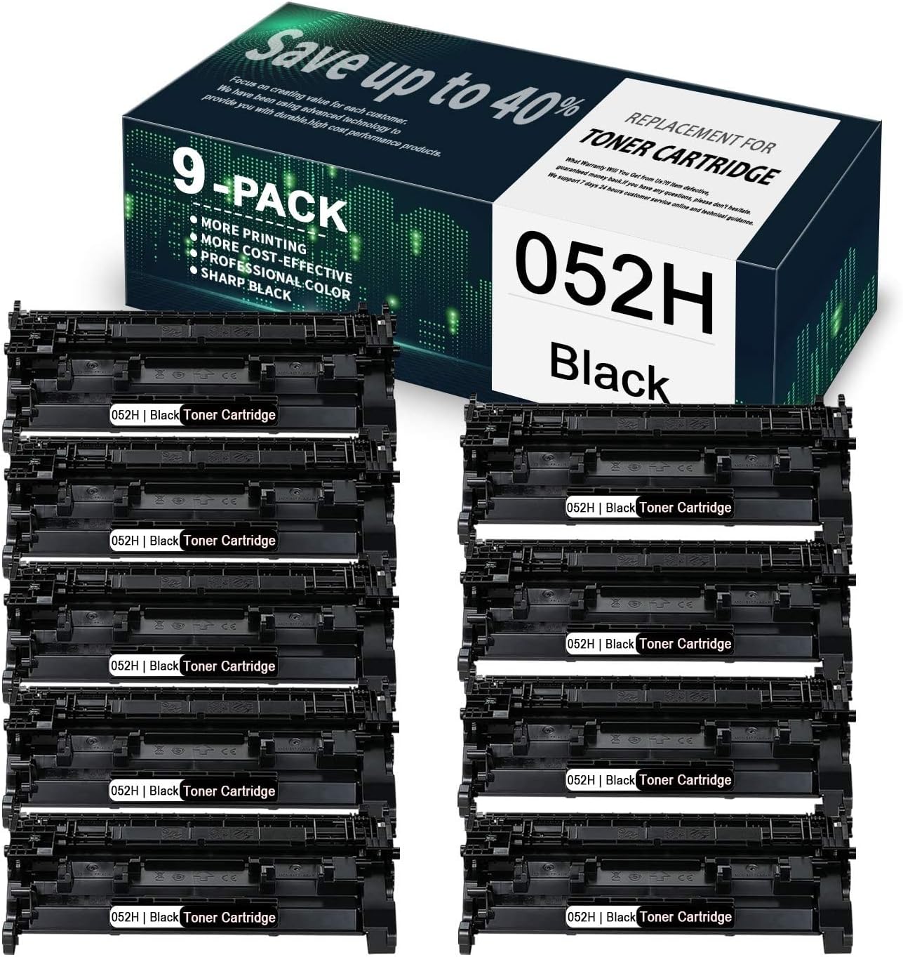 9Pack Black 052H Compatible for Toner Cartridge