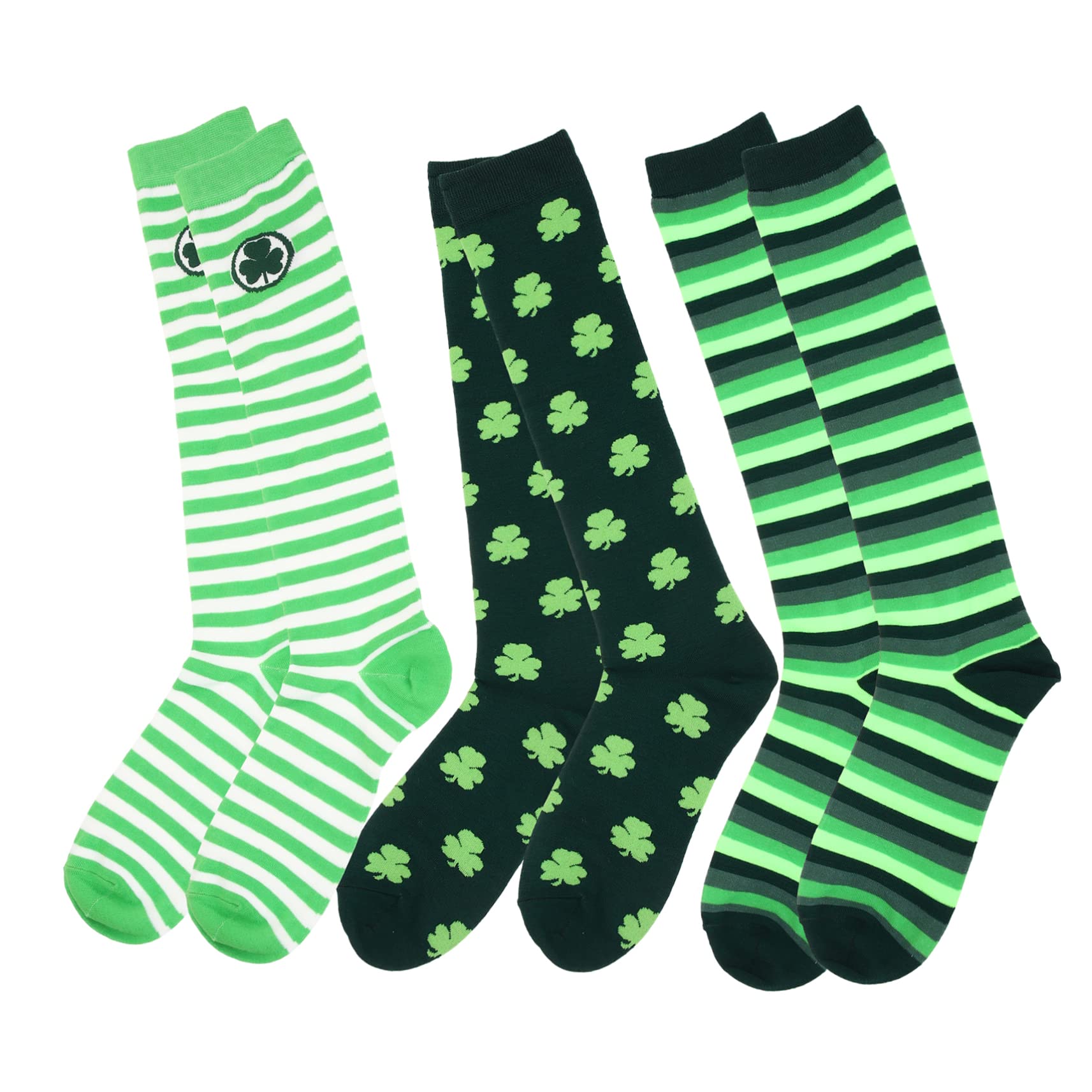 Abaodam 2 Sets St. Patricks Day Kostümzubehör Neuartige -socken mit Kleeblatt-muster Aus Baumwolle für Paare 3 Paar * 2
