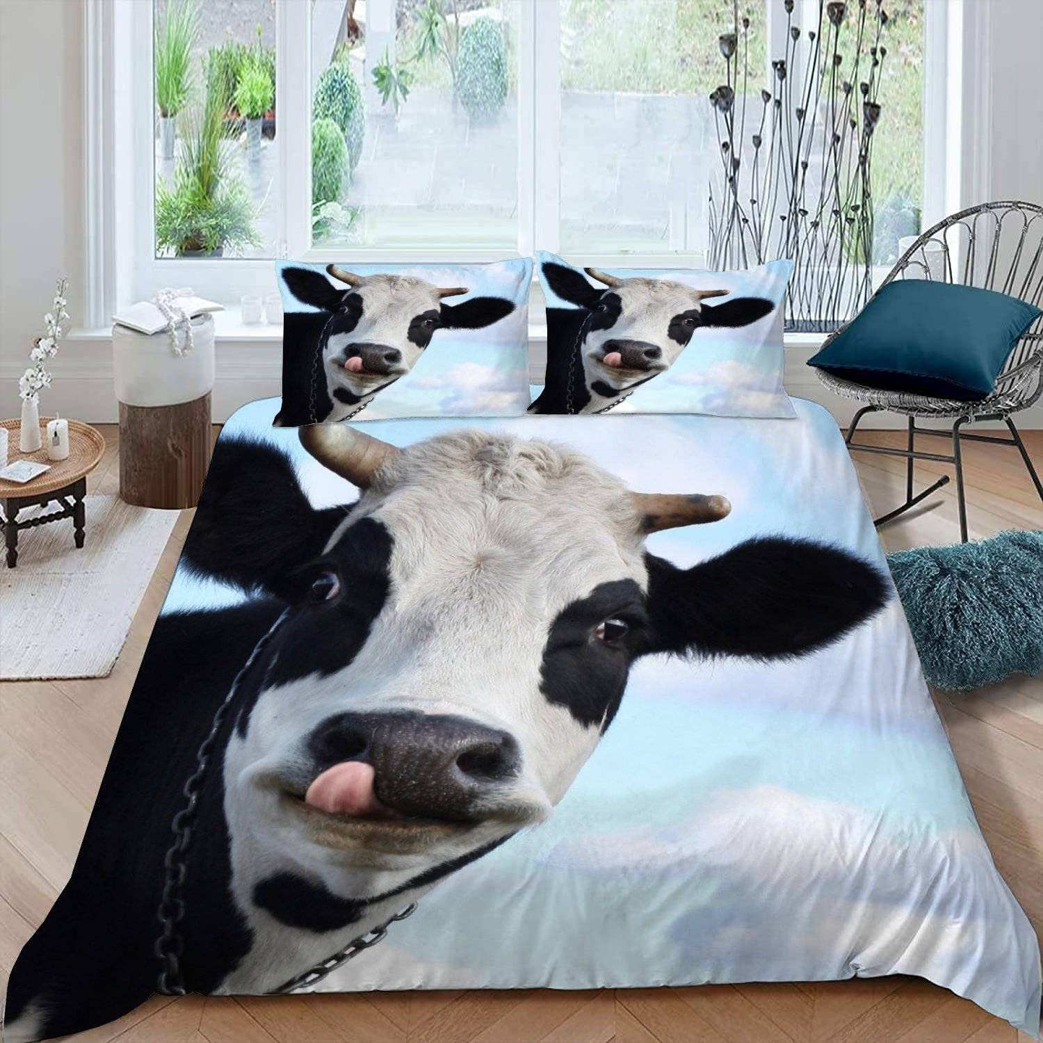 Luoru Boys Color16 King Duvet Cover Cows 220X230 Cm 3D Printed Farm Animals Cattle Bedding Set With Zipper Closure Ultra Soft Microfiber Kids Girls Teens Comforter Quilt Cover With 2 Pillowcase 50X75