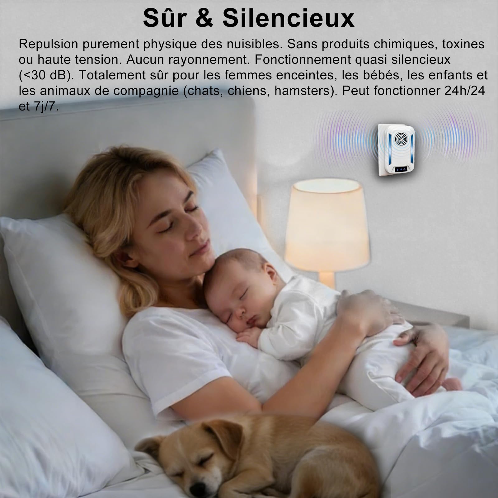 Ultrason Anti Moustique, 2 Pack Répulsif Ultrason Anti-Rongeurs Insectes, Intérieur Répulsif Efficace - Plug & Play, Fonctionnement Silencieux pour Chambre à Coucher, Salon et Bureau-100% Inoffensif