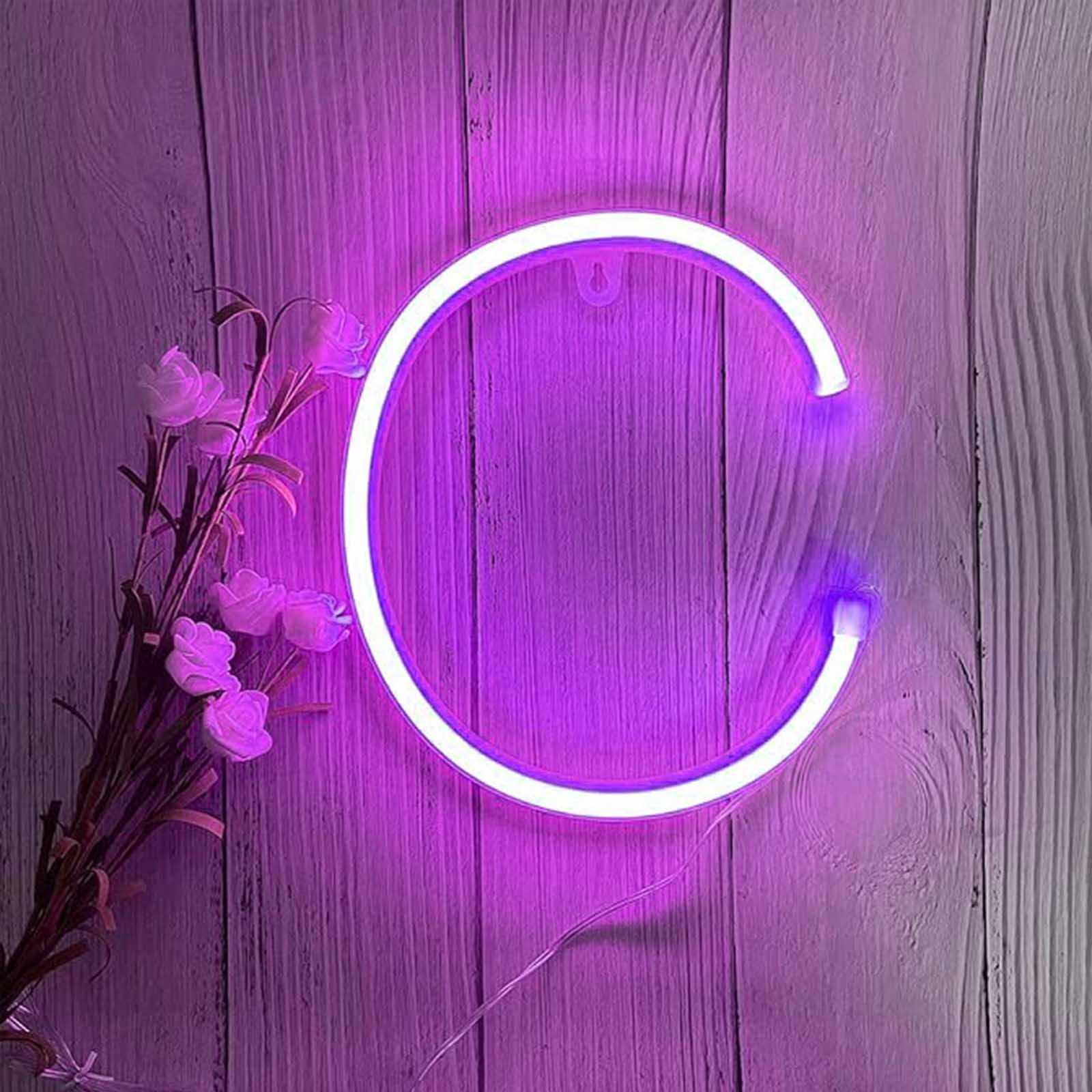 Purple LED Neon Sign with USB/Battery Option - Personalized Letter Lights for Wedding Decor TikTok Videos Shop Displays Dorm Room Aesthetic and Night Photography(Letters C) — image 1