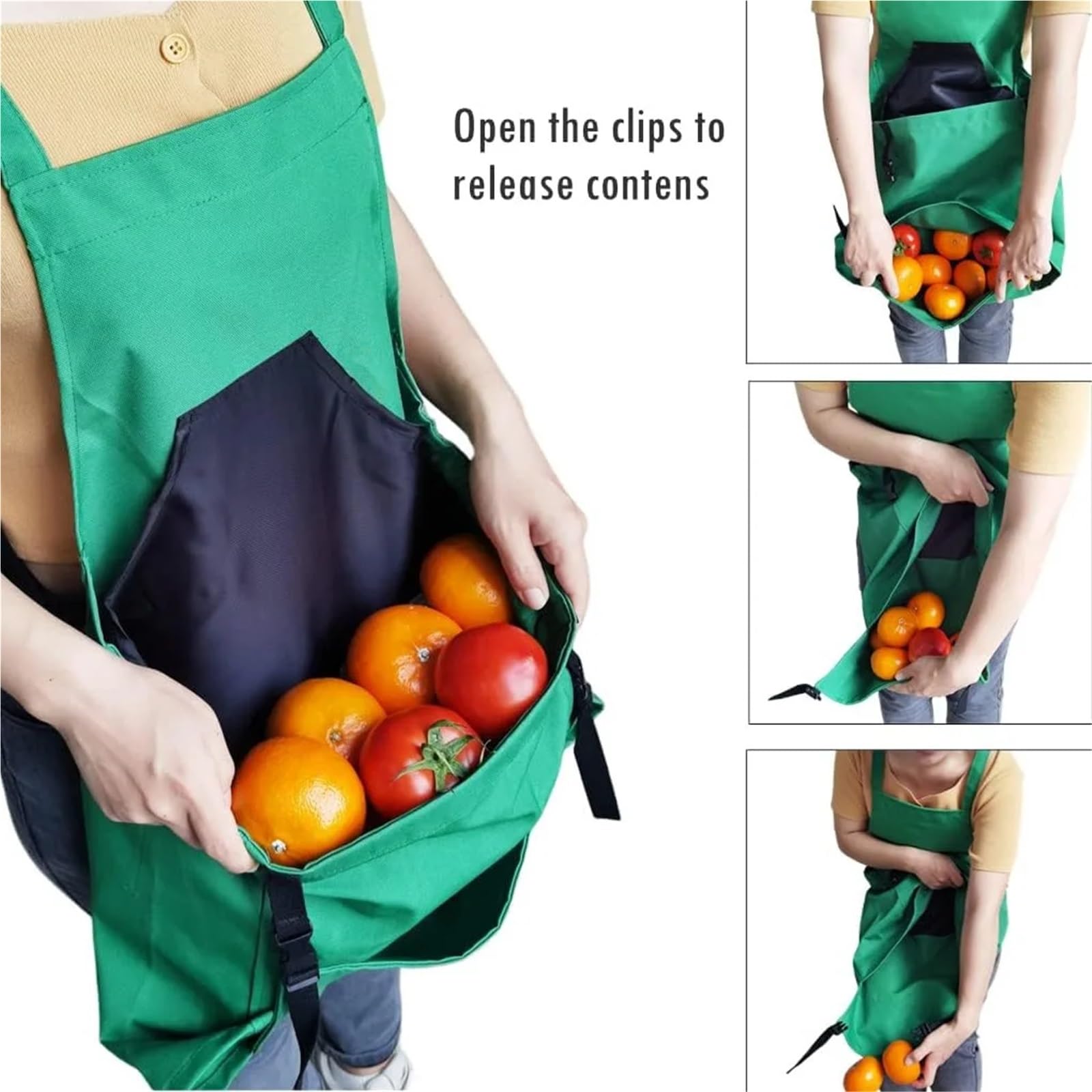 Tablier De Travail Tablier de Jardinage avec Poches, Tablier de Cuisine for Hommes et Femmes, Pochette de cueillette for vergers, réglable, résistant à l'eau, Lavable(Blue)