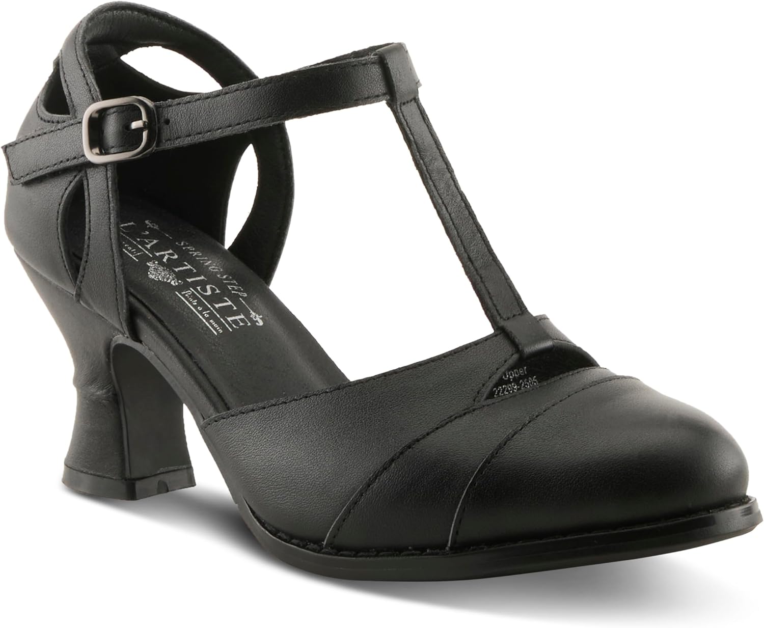 Spring Step L'Artiste Altamira T-Strap Heels | Baroque-Inspired Leather Pumps with Cutout Details