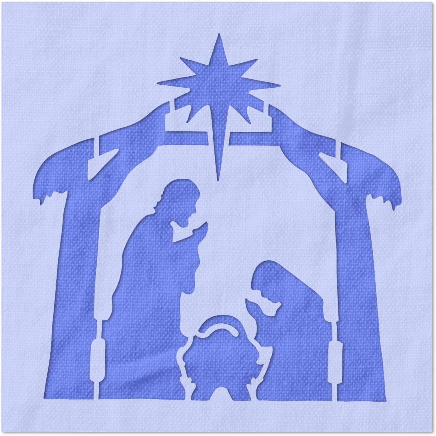 Stencil Stop Nativity Scene Stencil - Reusable for DIY Projects, Painting, Drawing, Crafts - 14 Mil Mylar Plastic (18 x 18 inches)