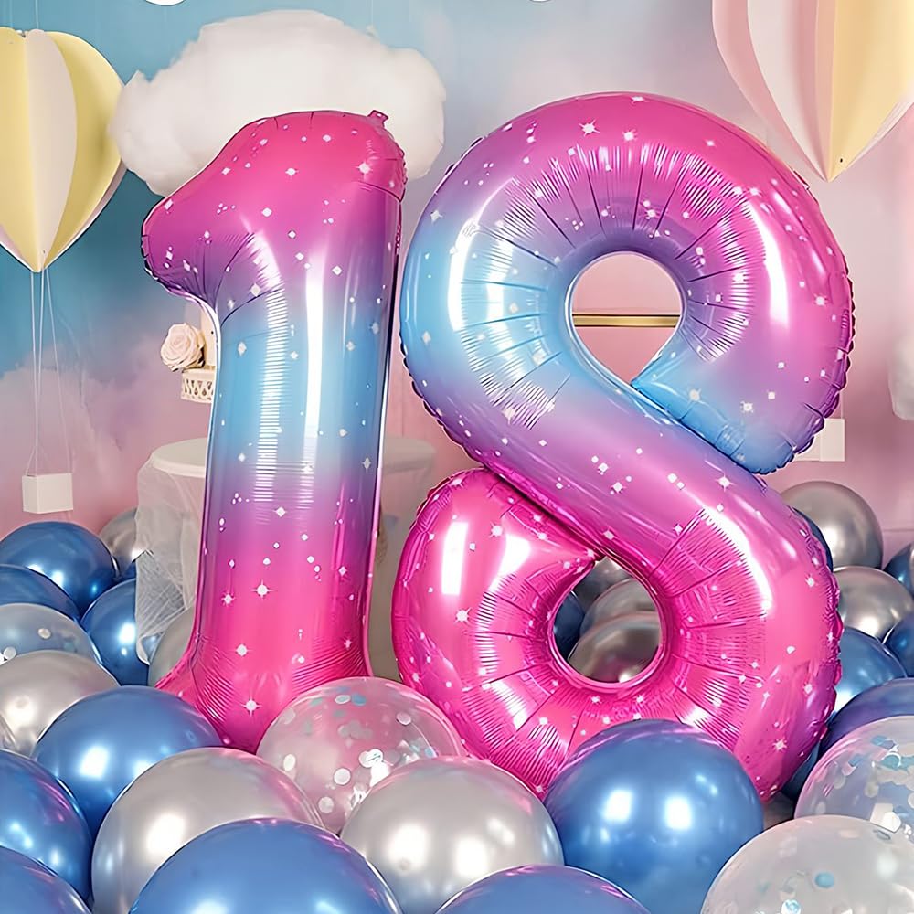 Foil Globo Número 5 Azul 40" (101cm), Inflable Helio o aire, Gigante Numeros 0-9, 10-19, 20-29, 30-100, Grande Globos Decoración para La Boda Aniversario y Cumpleaños Fiestas — view 117