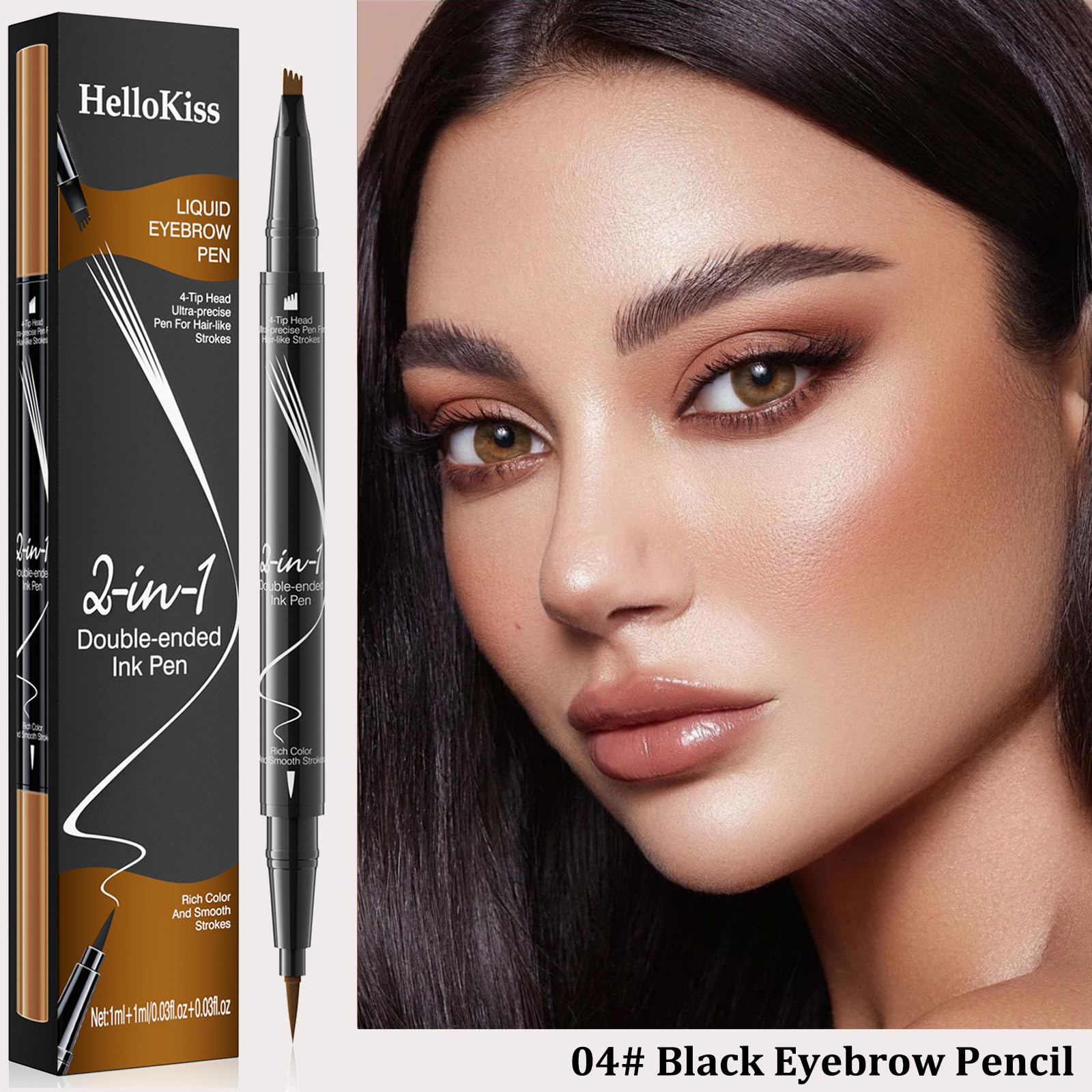 Long Lasting Eyebrow Pencil and Eyeliner Pen, Dual-Ended, Waterproof, Grey - Image 2