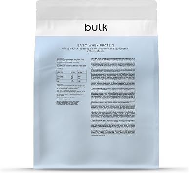 Bulk Basic Whey Protein Powder | Vanilla | 2.5 kg | 82 Servings | Up to 18g Protein per Serving | Low Sugar | Fast Absorbing Formula | Gym Supplement Supports Muscle Growth & Recovery