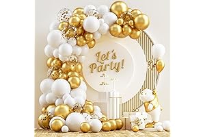 NISOCY White & Gold Balloons Garland Kit: 120-Piece Ensemble for Unforgettable Celebrations