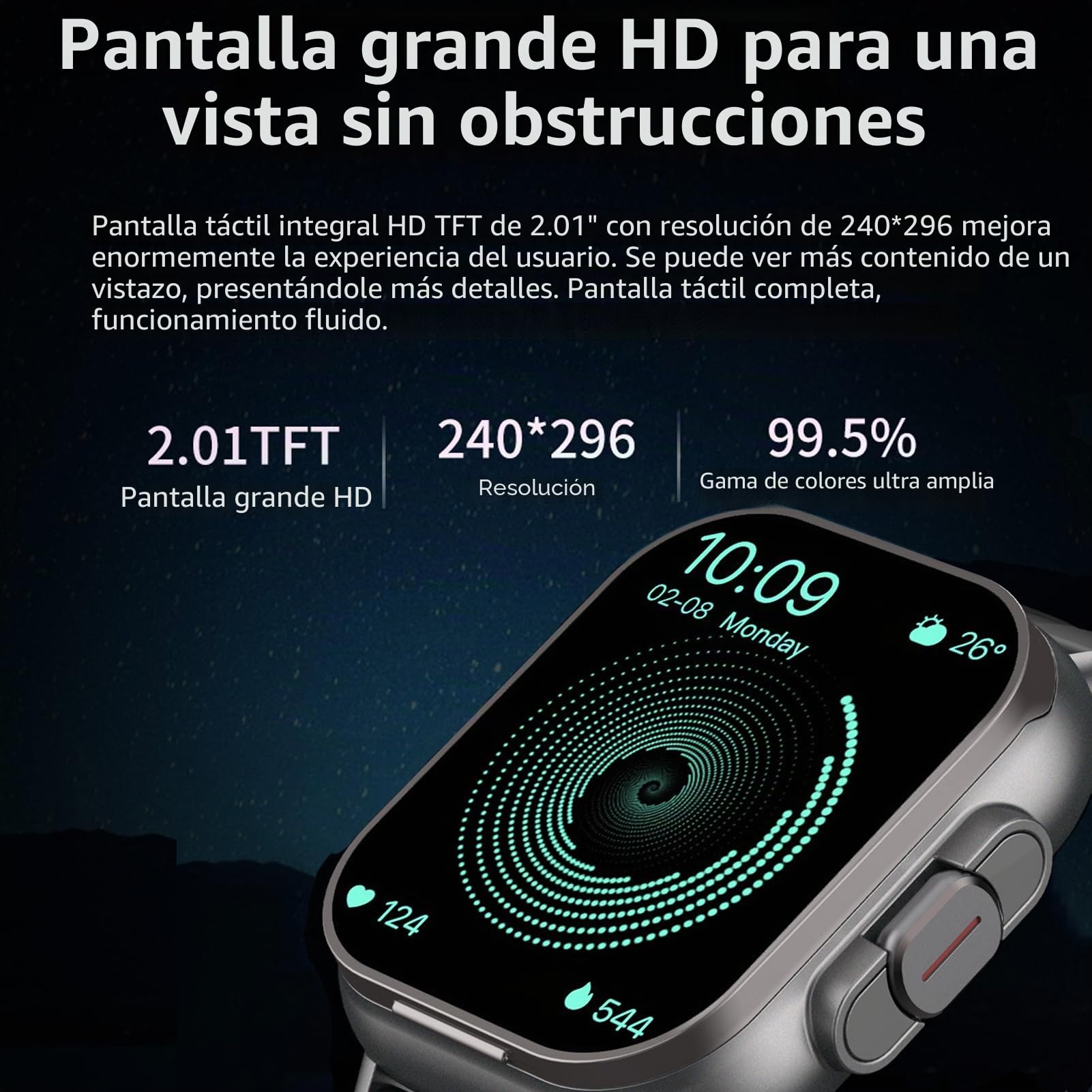 Denash Reloj Inteligente 2 en 1 con Auriculares, HD Pantalla Táctil de 2,01", 100 + Modos Deportivos, Monitor de Actividad Física con Frecuencia Cardíaca y Sueño para iOS y Android