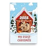 Personalized Brown Bear Portrait Poster 12x18 Inches Unframed - Custom Photo My First Christmas 2026 Winter Design Wall Art Decoration Gifts for Bear Lovers