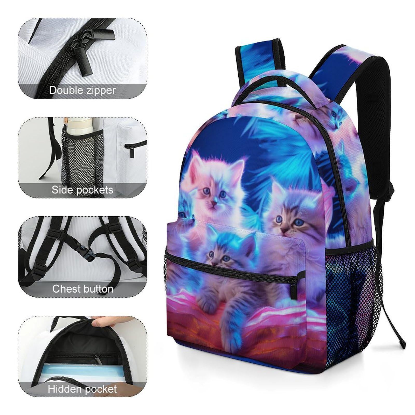 Sac A Dos chat mignon Cartable Animaux de compagnie Sac D'école Sac Ecole Sac De Livre Pour Garçons Filles One Size
