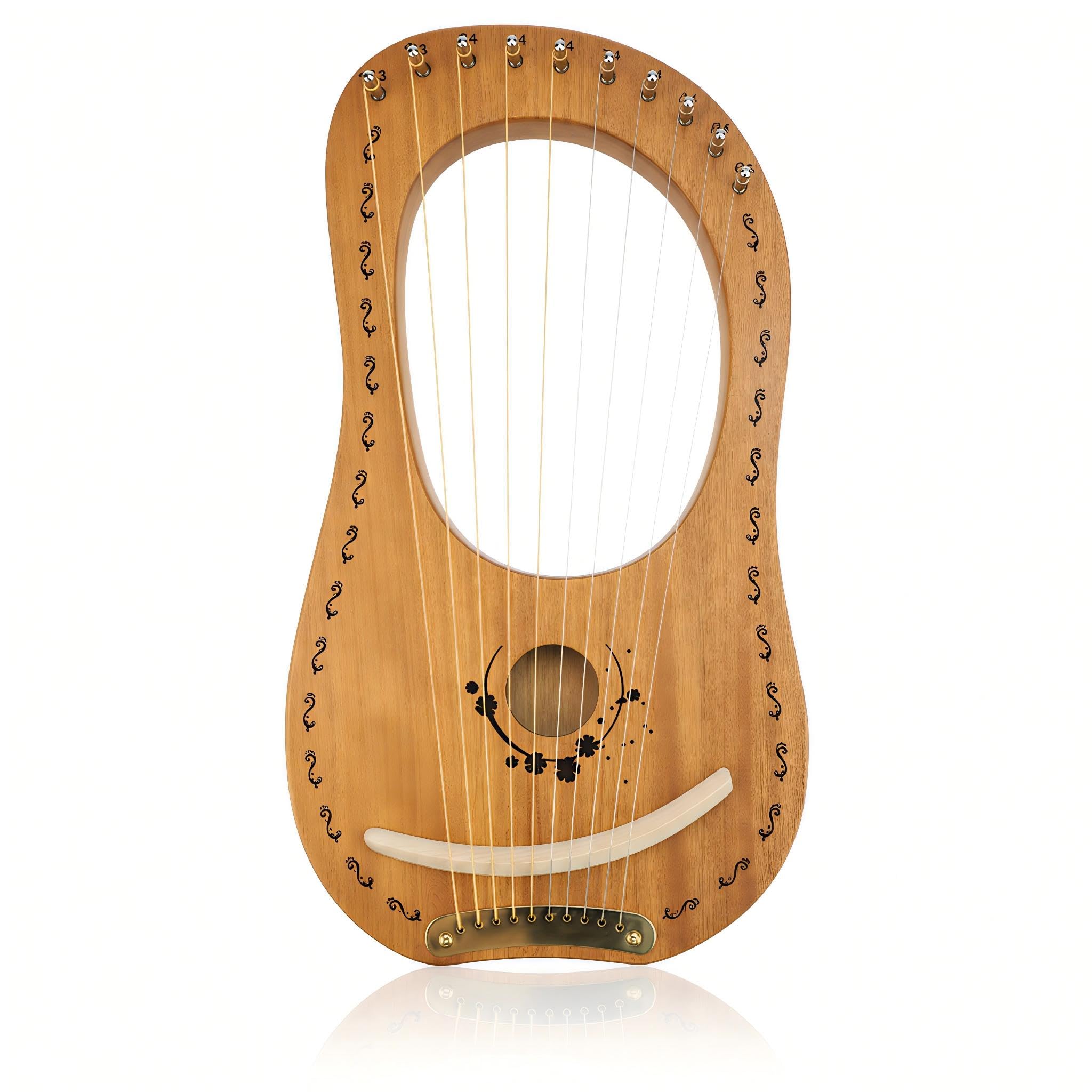 "OW" Lyre Harp 10 Metal String Wooden Saddle Mahogany Lye Harp with Tuning Wrench and Lyre Harp Bag, Gift Idea-image-29