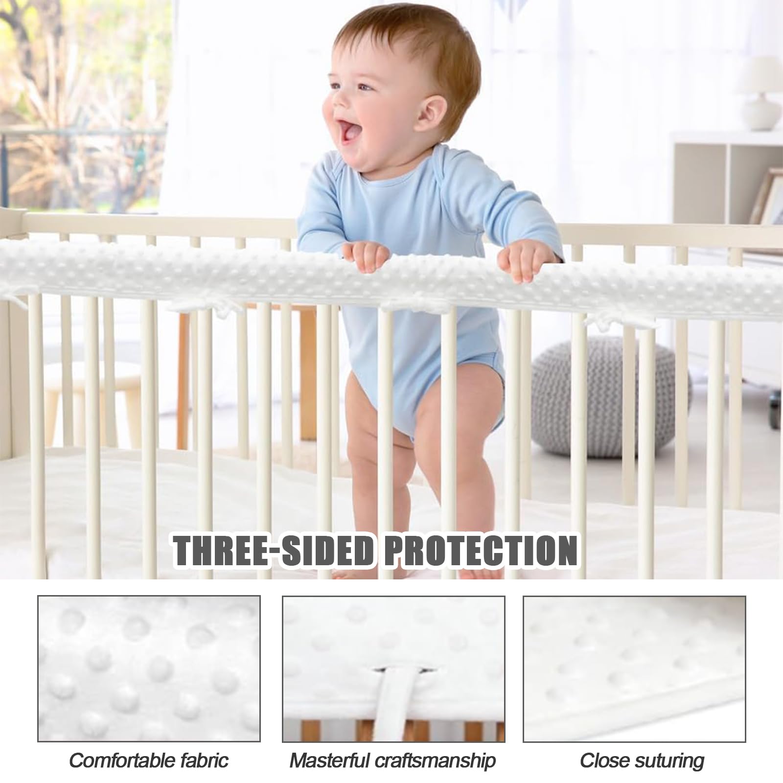 MeYuxg Lot de 3 bordures de lit pour bébé - Protection de bord de lit - 128 x 18 cm - 68 x 18 cm - Protection des bords de lit - Sur les côtés et les rails avant - Protection contre les chutes pour