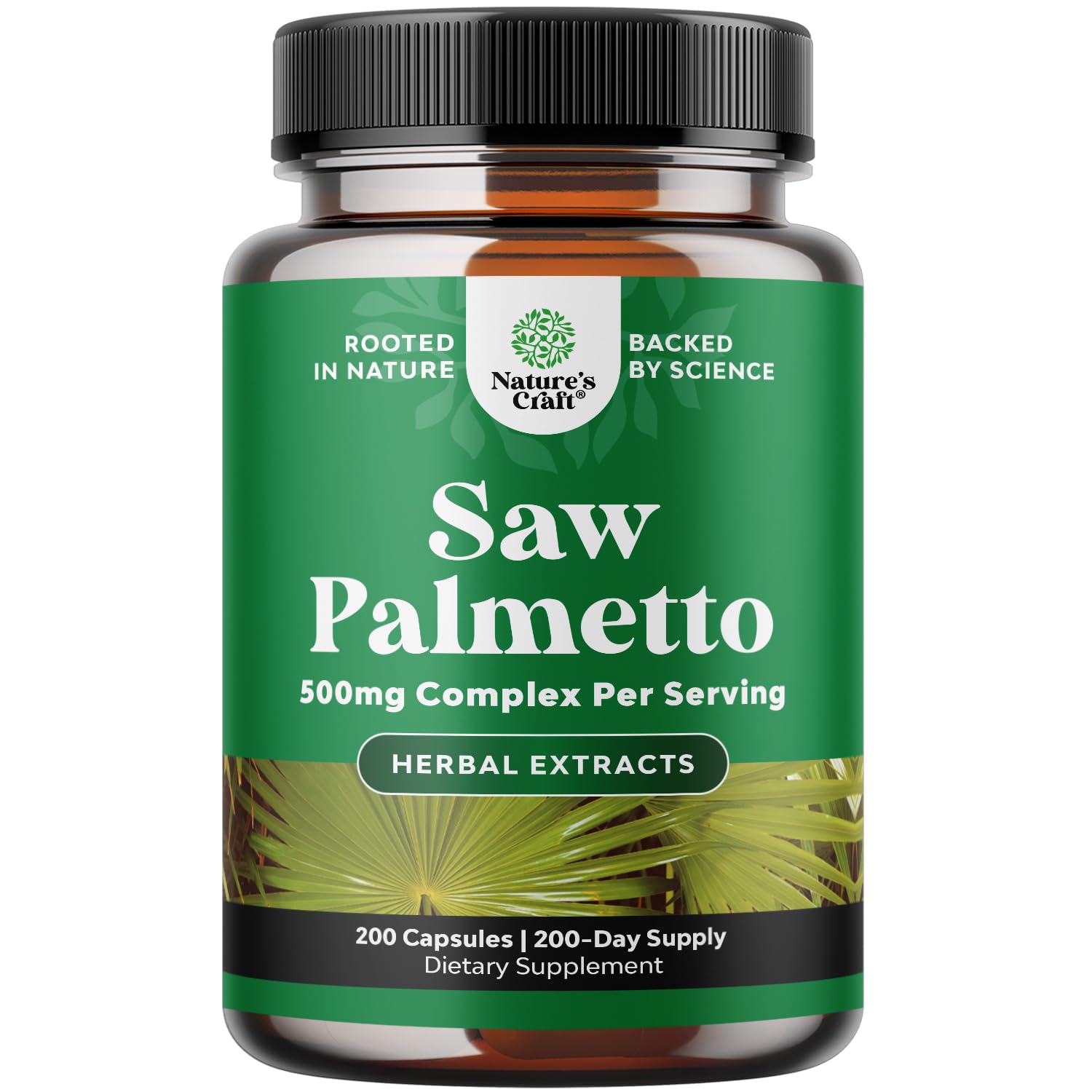 Extra Strength Saw Palmetto Extract - Advanced Herbal Complex for Hair Health and Urinary Support with Plant Sterols & Flavonoids - Potent Herbal Supplement with 500mg per Serving - 200 Capsules