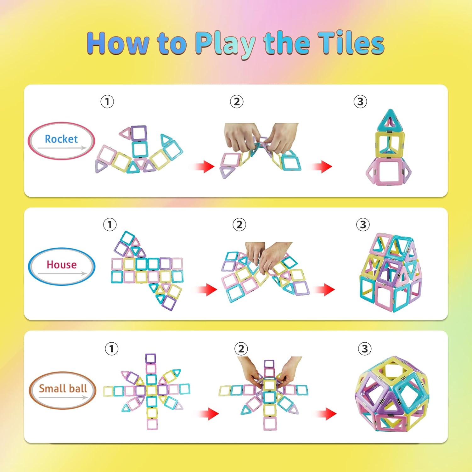 TOKBLOK Pastel Magnetic Tiles Set - 40-Piece STEM Building Blocks for Kids Ages 3-8, Creative & Educational Toy Gift for Girls - Starter Set - Image 5