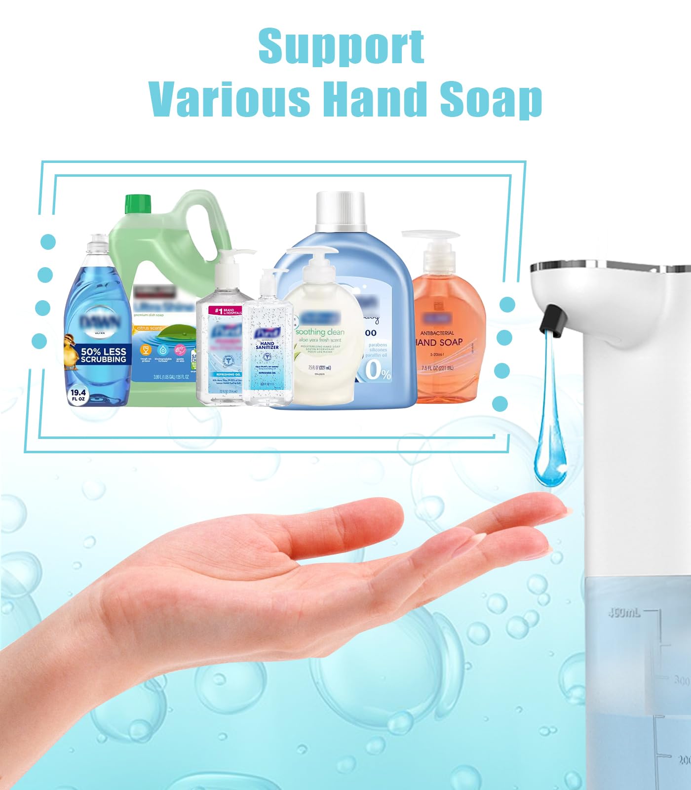 Dispenser Sapone Automatico Con Sensore - 400ml, Ricaricabile USB, 4 Livelli, Impermeabile IPX5, Per Bagno Cucina - Foto 10