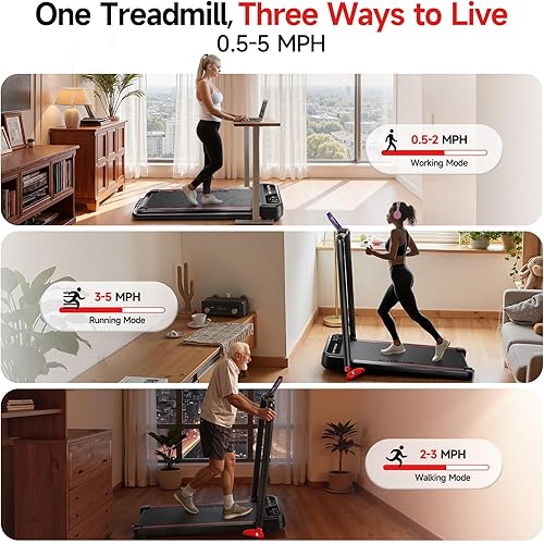 Miniatura 4 de RHYTHM FUN Treadmill with Incline, Walking Pad with Handle Bar,300lbs Walking Pad with APP, Portable Folding Walking Treadmills for Home/Office with