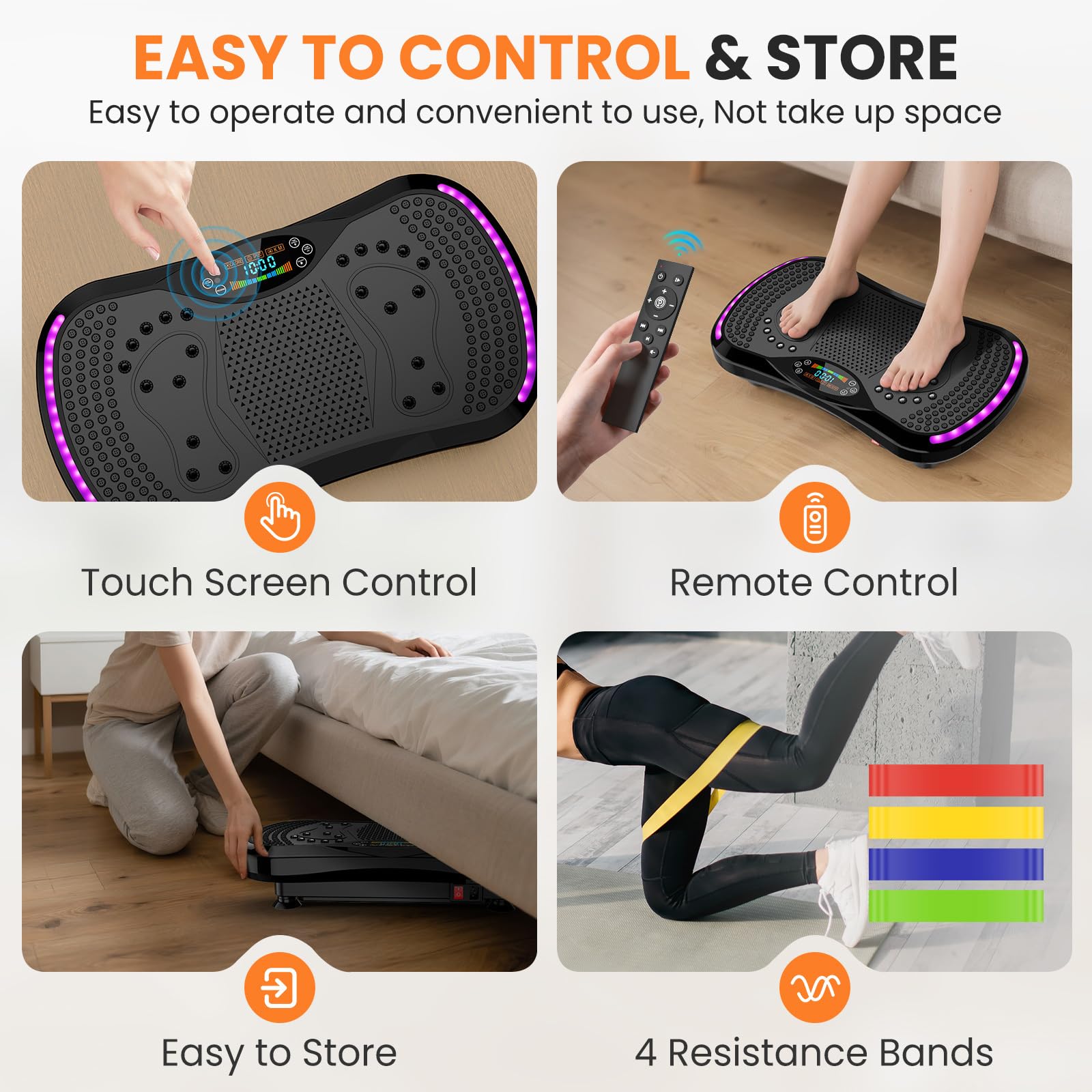 Vibrationsplatte Vibration Plate mit 200 Intensitätsstufen, 9 Trainingsprogrammen, Bluetooth, Rüttelplatte Sport für Zuhause bis 200 kg belastbar zur Lymphdrainage und Abnehmen