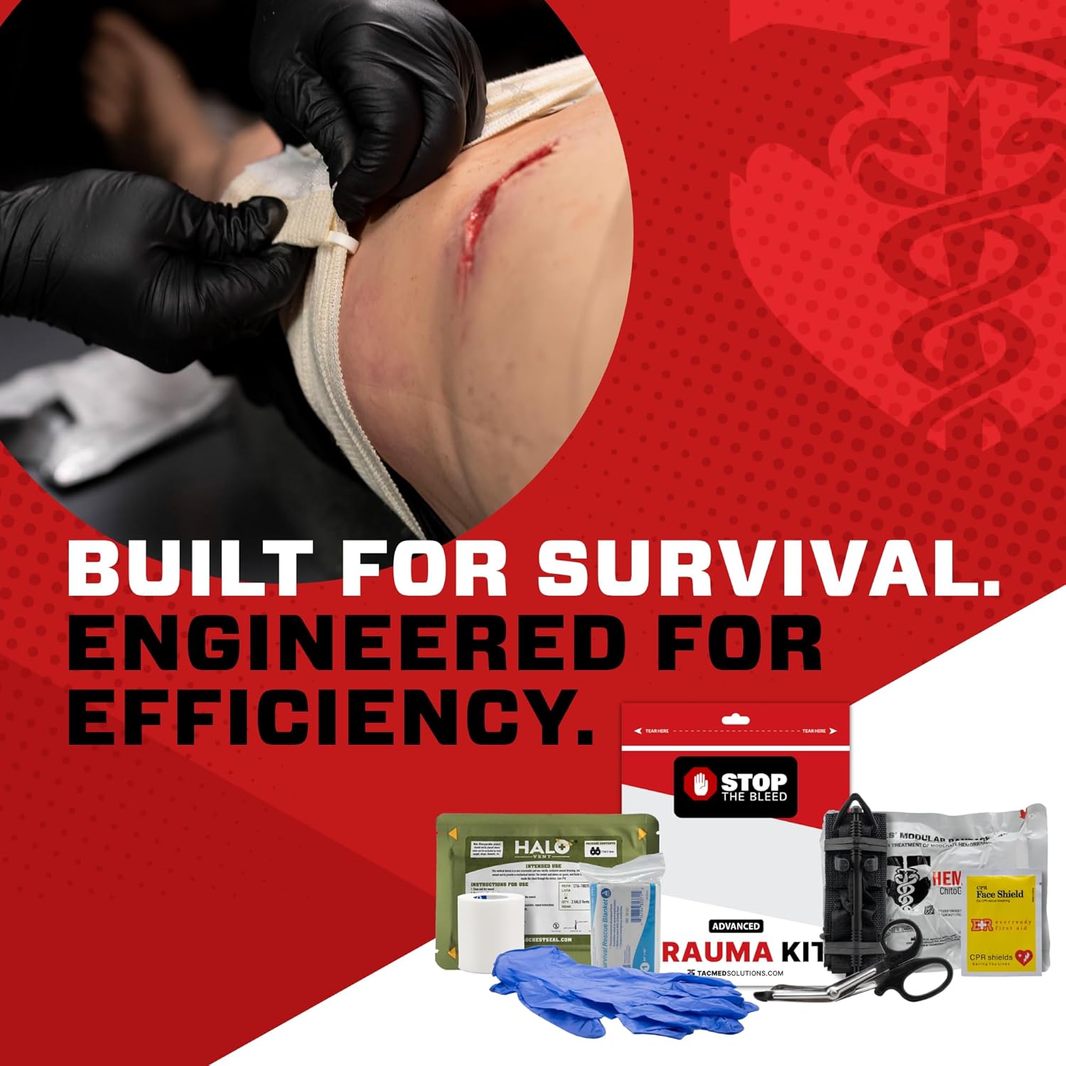 TacMed Solutions Stop The Bleed Kit – Advanced Bleeding Control Plastic Pouch, Easy-to-Use Hemorrhage Control Kit, Emergency First Aid with Tourniquet and Emergency Hemostatic Bandage