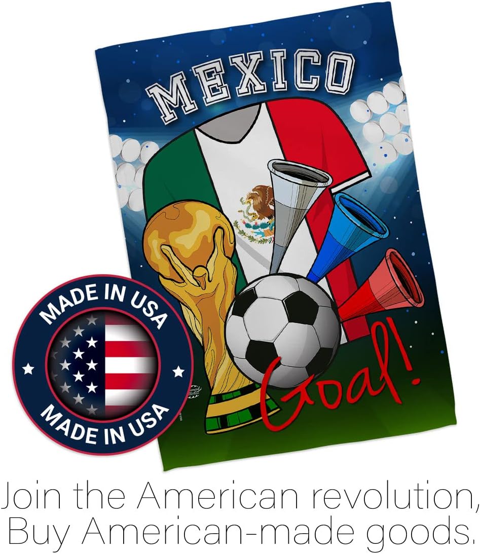 World Cup Mexico Mexican Banner Room Wall Art Patio Porch Lawn Garden Flag Outdoor Decorations Tapestry Yard Signs FIFA Gifts Sports Fan Trophy Soccer Game Football, Made in USA