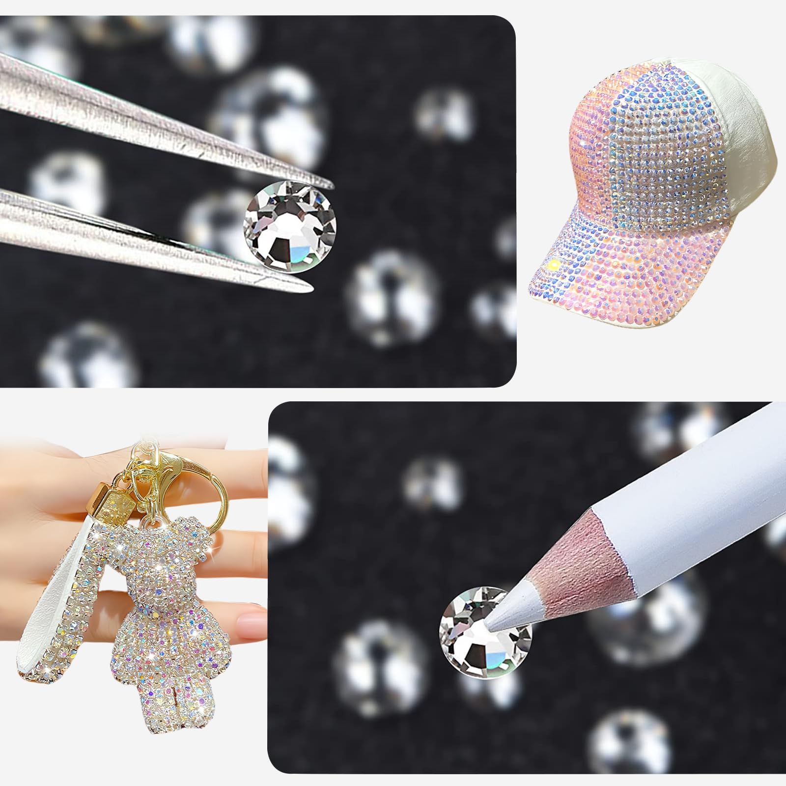 3000 sztuk cyrkonie 7 rodzajów błyskawicy Rhinestone Termoleps Rhinestone Klejenie Rhinestone Szkło Wklej cyrkonie Tekstylia do Ubrania i Obuwie Prezenty DIY (srebrny)