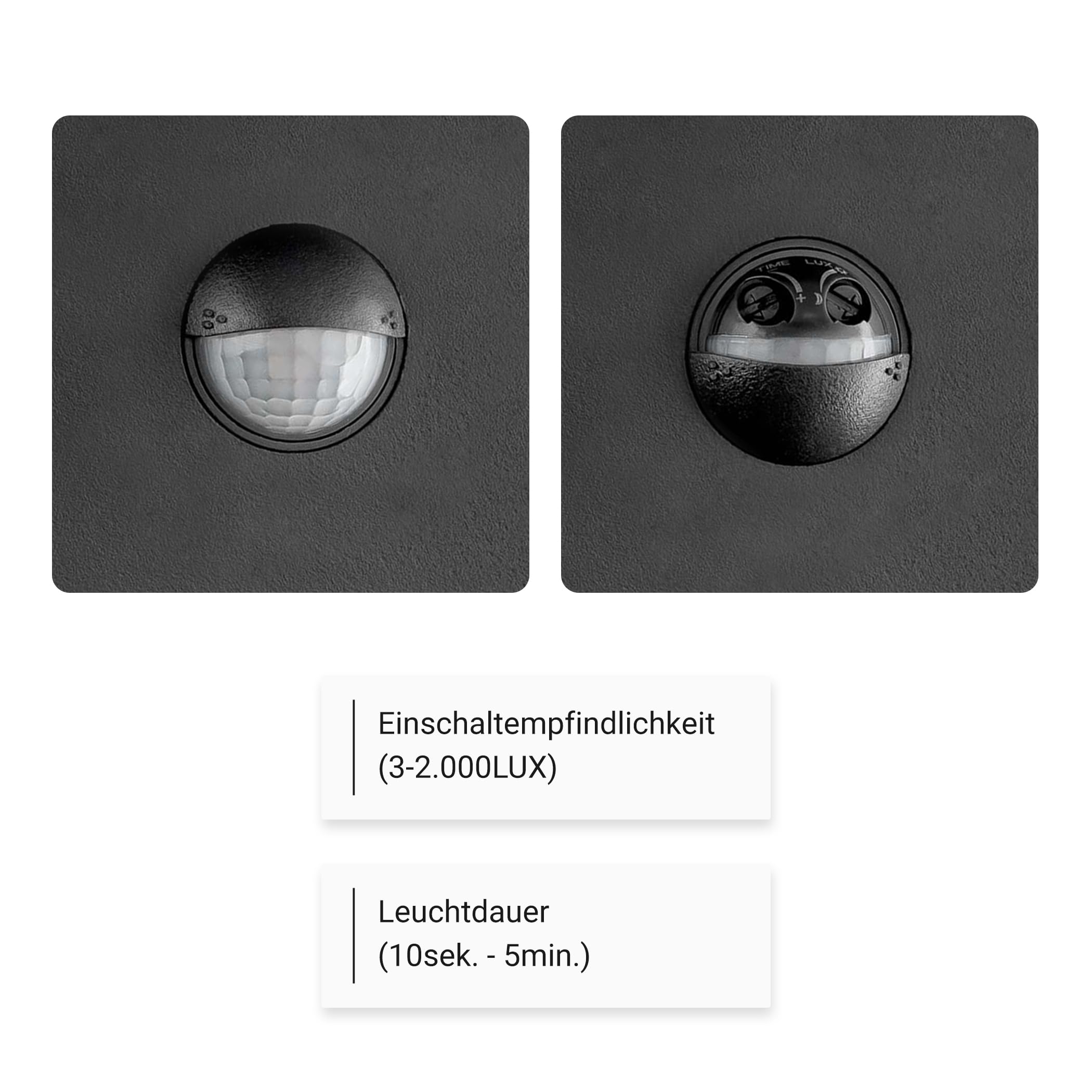 SEBSON Außenlampe mit Bewegungsmelder 15W Anthrazit 9m / 140° - 2er Set | programmierbar, LED Aussenleuchte kaltweiß 5800K 900lm, Wandleuchte IP65, Außenwandleuchte Sensor Reichweite 9m / 140°