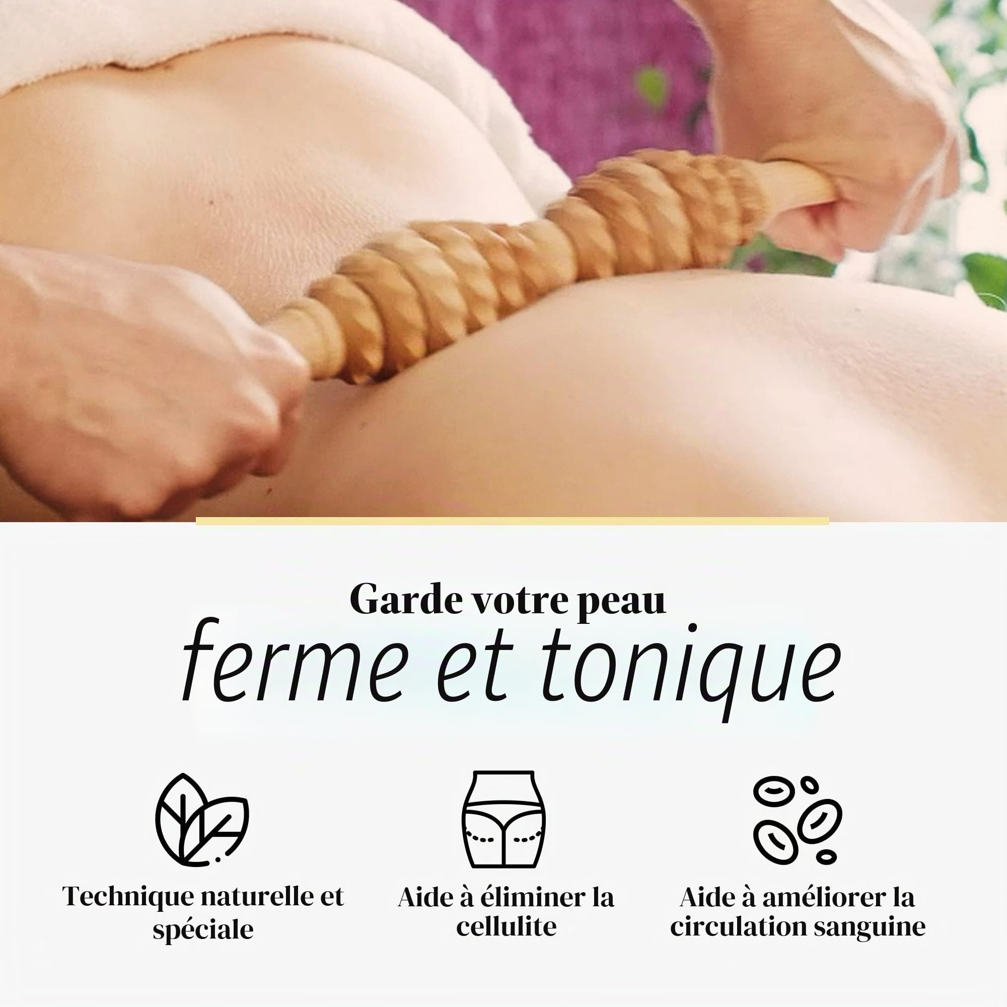 Tuuli Accessories Anti Cellulite Masseur Rouleau de Massage Appareil Maderothérapie Bois 40 cm