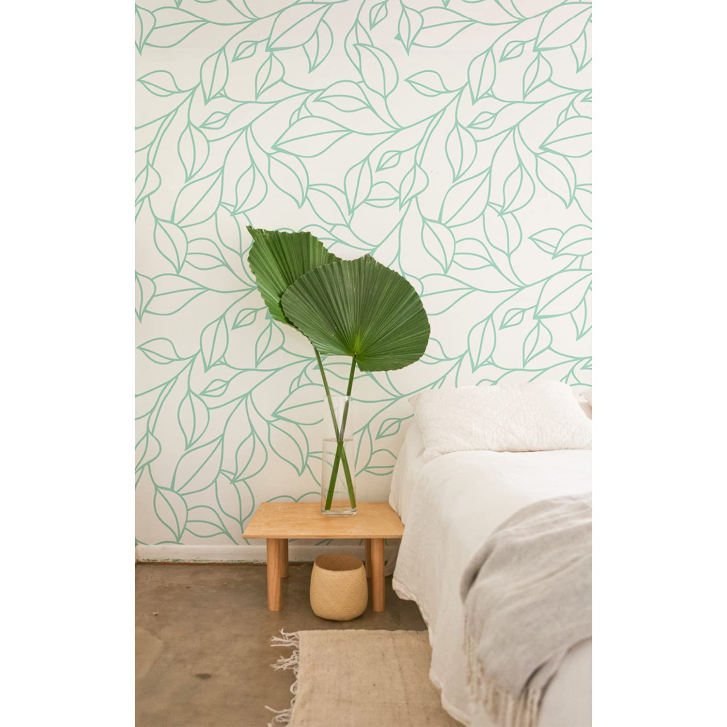 Décoration murale de salon et chambre avec le papier peint géant motif feuilles