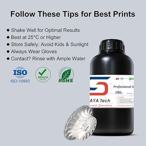 Miniatura 6 de Siraya Tech - Resina de impresión 3D de alta resolución fuerte y precisa, Blu (1 kg), Clear V2