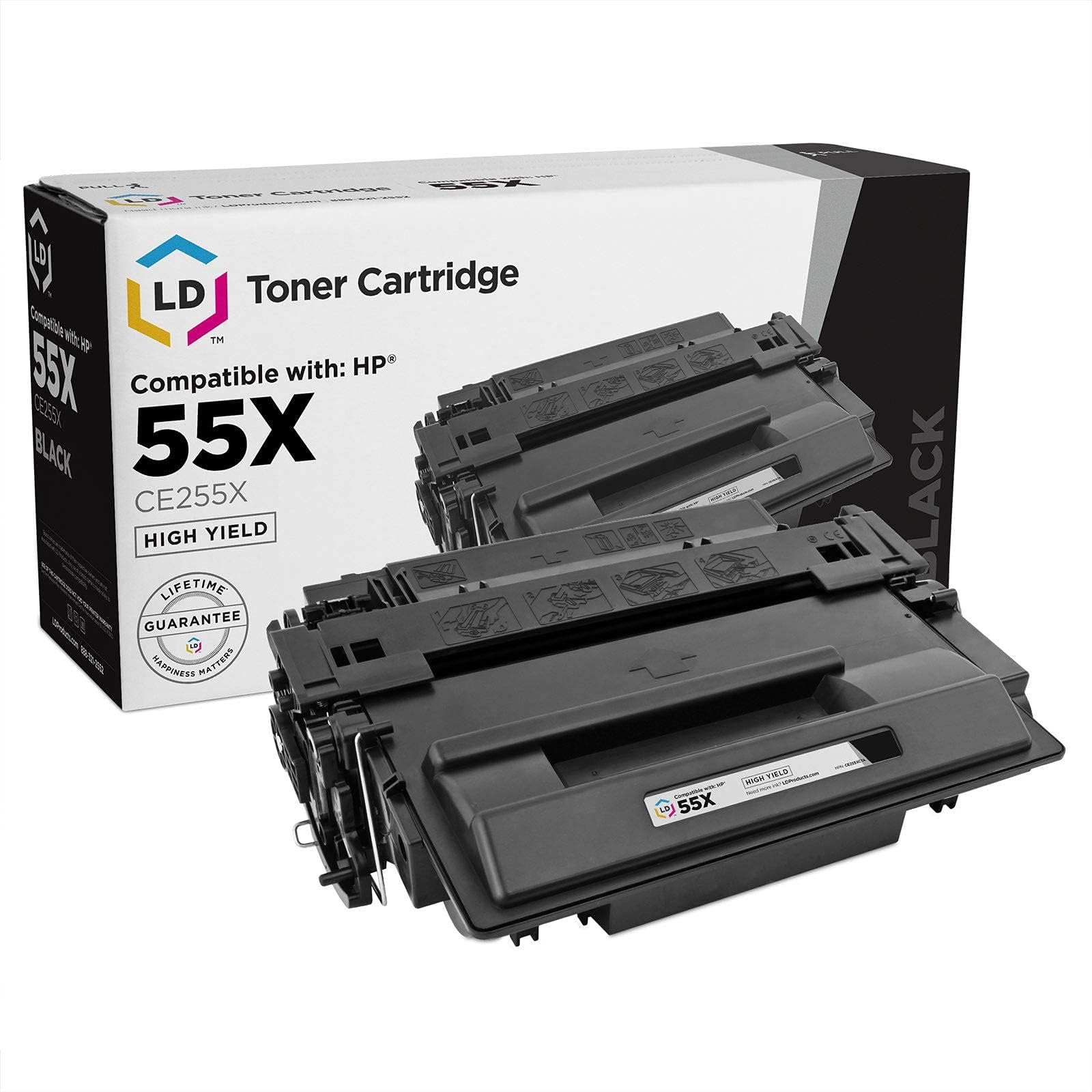LD Compatible Toner Cartridge Replacement for HP 55X CE255X High Yield (Black)