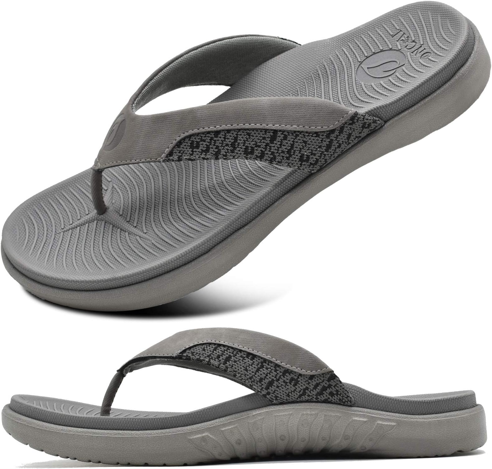 ONCAI Mens Flip Flop Open Toe Athletic Straps Orthotic Summer Plantar Fasciitis Sport Sandals with Soft Cushion Arch Support Size 7.5-15