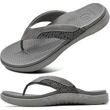 ONCAI Mens Flip Flop Open Toe Athletic Straps Orthotic Summer Plantar Fasciitis Sport Sandals with Soft Cushion Arch Support Size 7.5-15