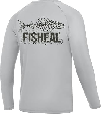 FISHEAL Mens Long Sleeve Fishing Shirt, UPF 50+ Sun Protection UV Rash Guard, Lightweight Quick Dry Swim Outdoor T Shirts