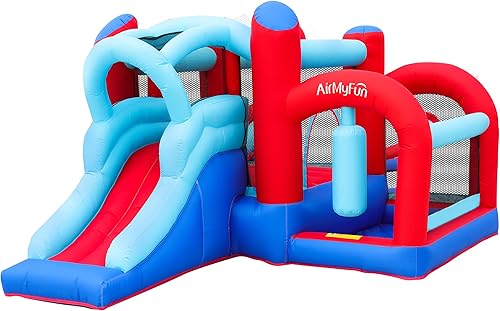 Miniatura 8 de AirMyFun Casa de Rebote Inflable Tobogán Acuático con Tobogán Curvo y Piscina de Pelotas con Chapoteo - Centro de Juego Acuático para Niños al Aire