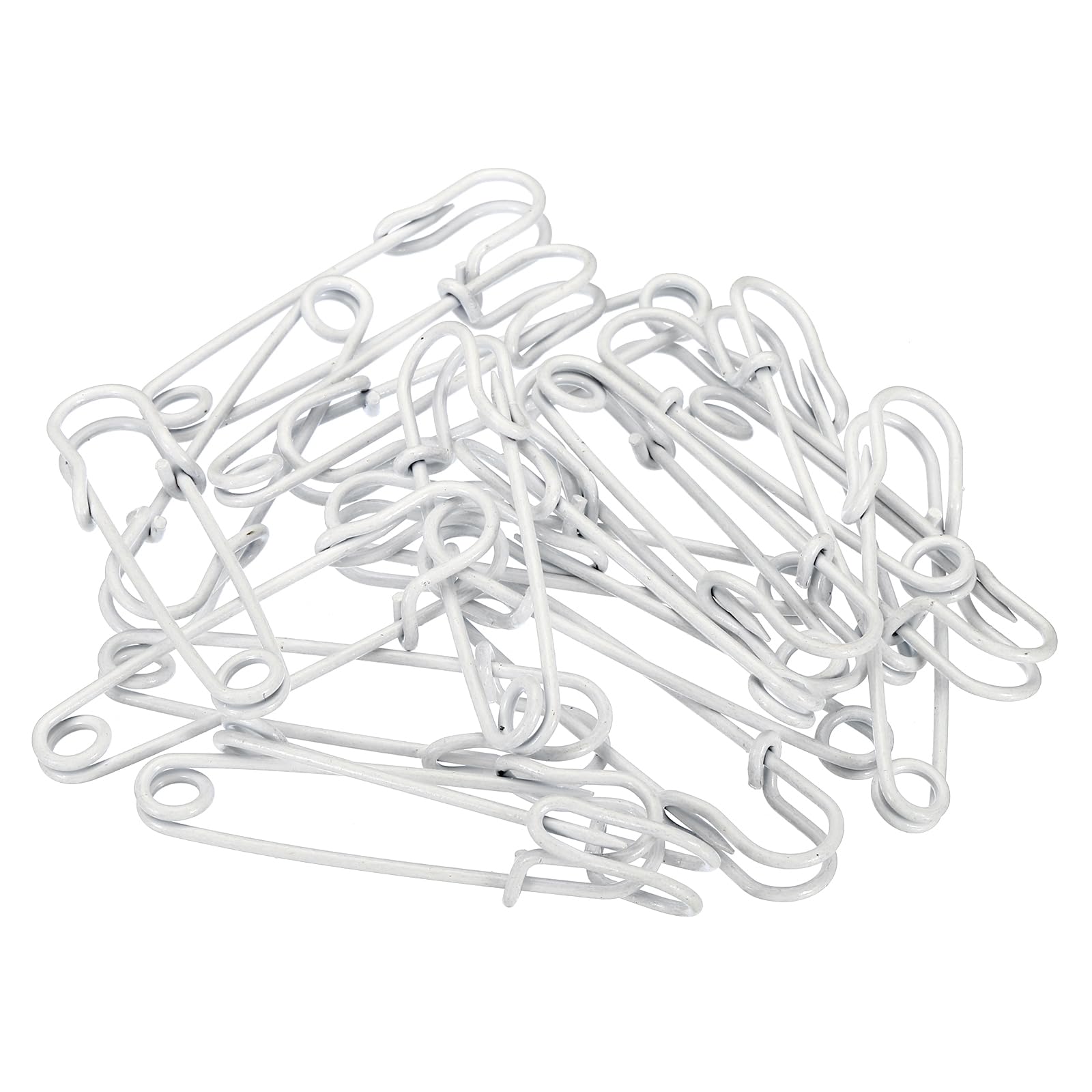 YOKIVE 20 Pcs Safety Pins, Large Metal Sewing Pins | Craft Making, Great for Clothing, Knitting, Sewing (White, 2.48-Inch)