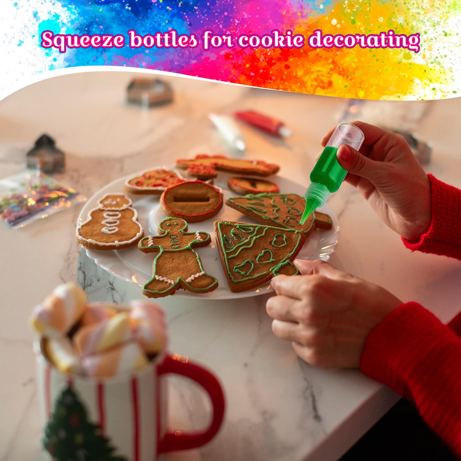 Jingmore 100 botellas de plástico de 1.7 onzas para pintura, arte, botellas vacías de arte de arena, suministros de galletas, botellas de escritor para artes y manualidades