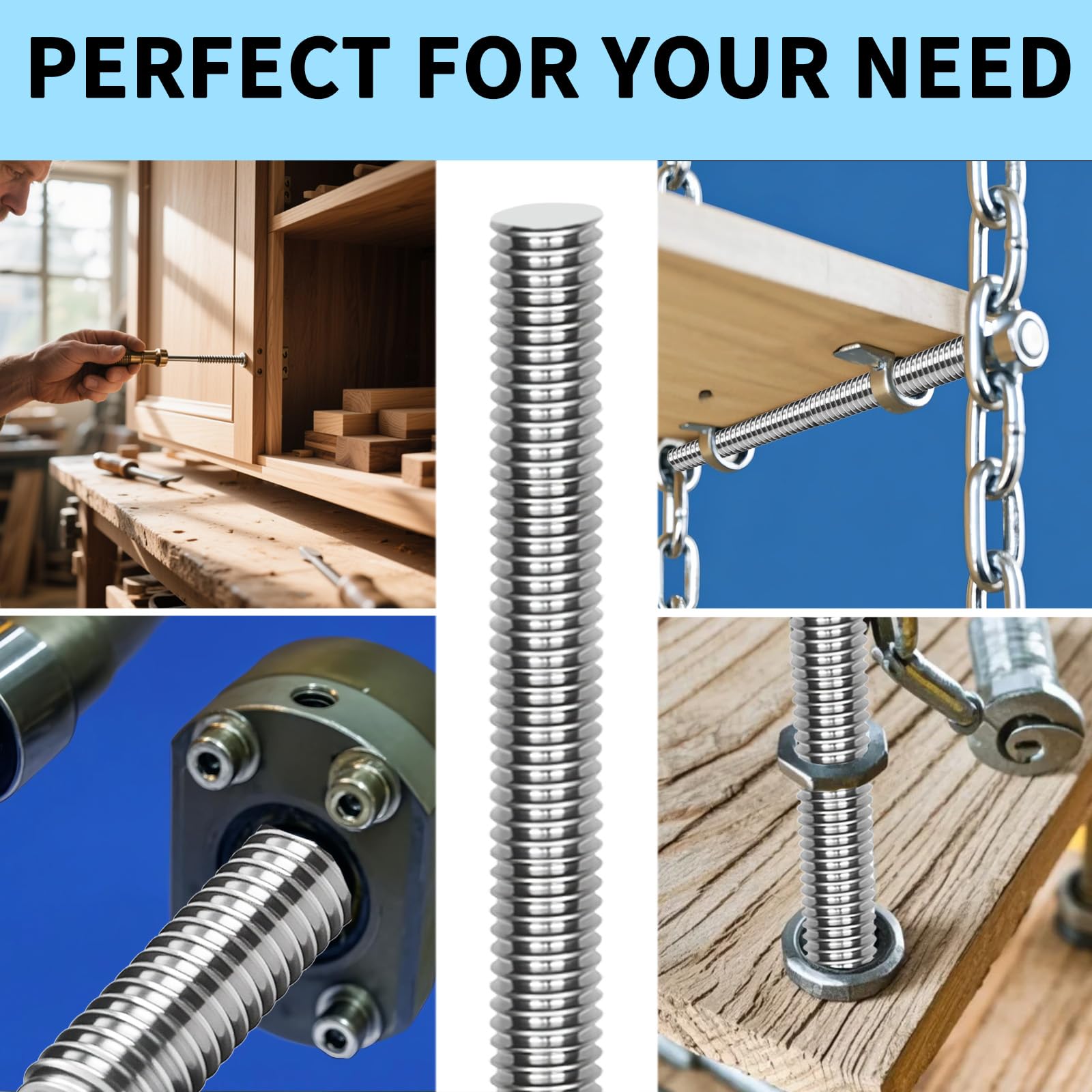 Stainless Steel Threaded Rods - 5 Pack M6 -6 Stainless Steel Threaded Rods - 5 Pack M6 -6